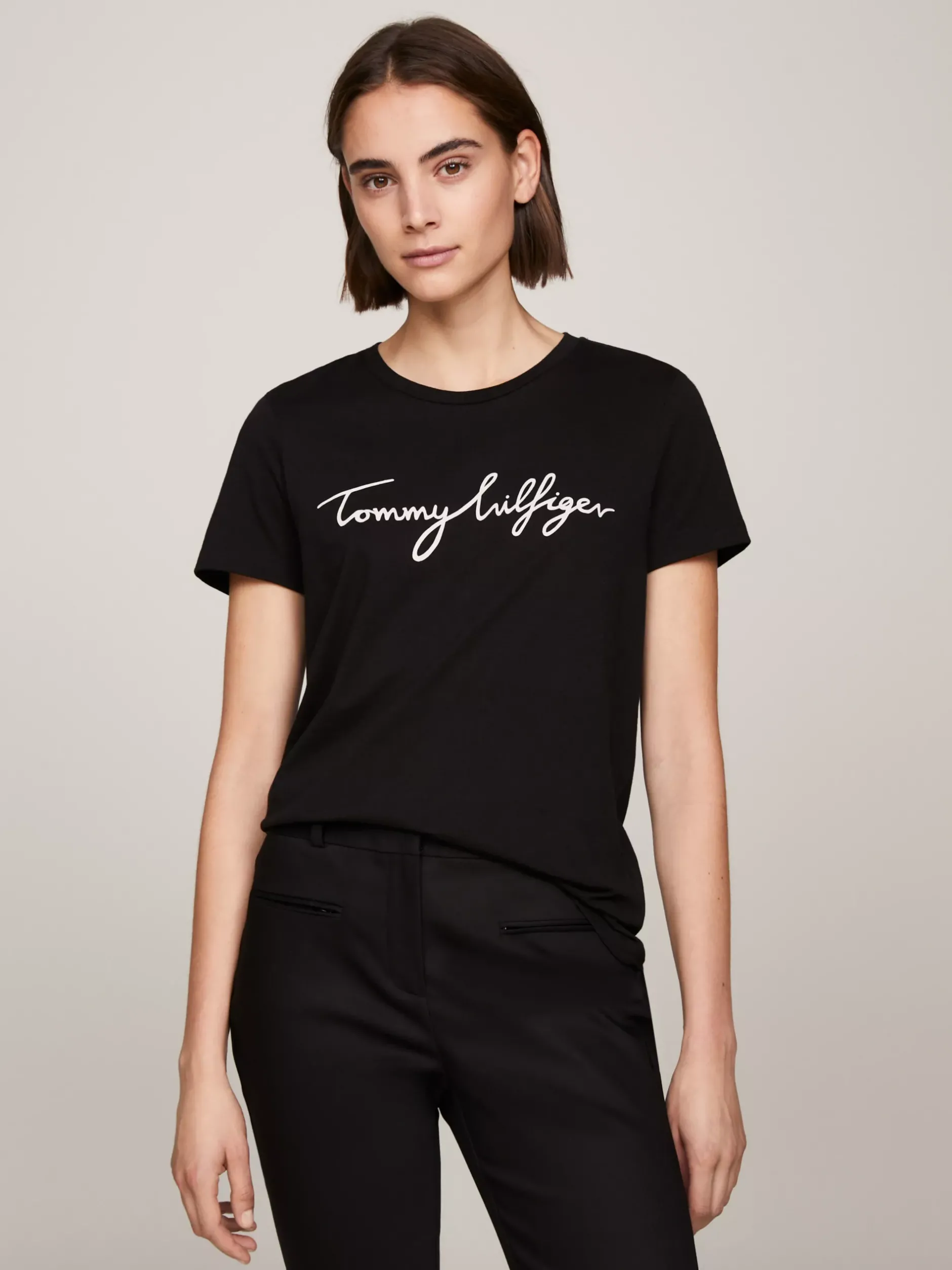 T-Shirty*Tommy Hilfiger T-shirt Heritage Z Okrągłym Dekoltem I Logo MASTERS BLACK