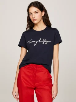 T-Shirty*Tommy Hilfiger T-shirt Heritage Z Okrągłym Dekoltem I Logo MIDNIGHT