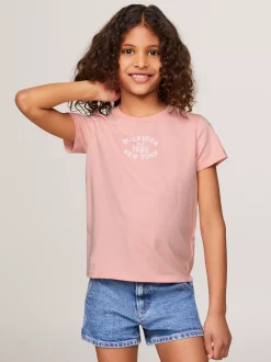 Topy I T-Shirty*Tommy Hilfiger T-shirt Hilfiger Monotype O Wąskim Kroju SOFT ROSE