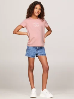 Topy I T-Shirty*Tommy Hilfiger T-shirt Hilfiger Monotype O Wąskim Kroju SOFT ROSE
