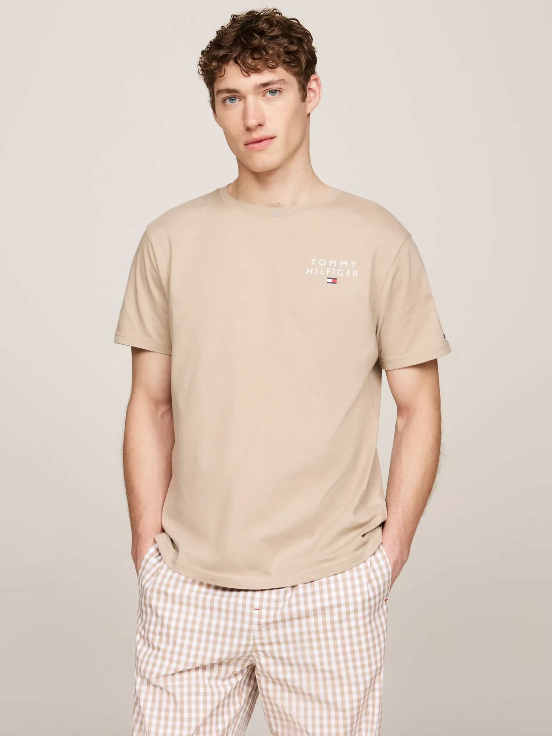 Stroje Domowe*Tommy Hilfiger T-shirt Lounge TH Original BEIGE