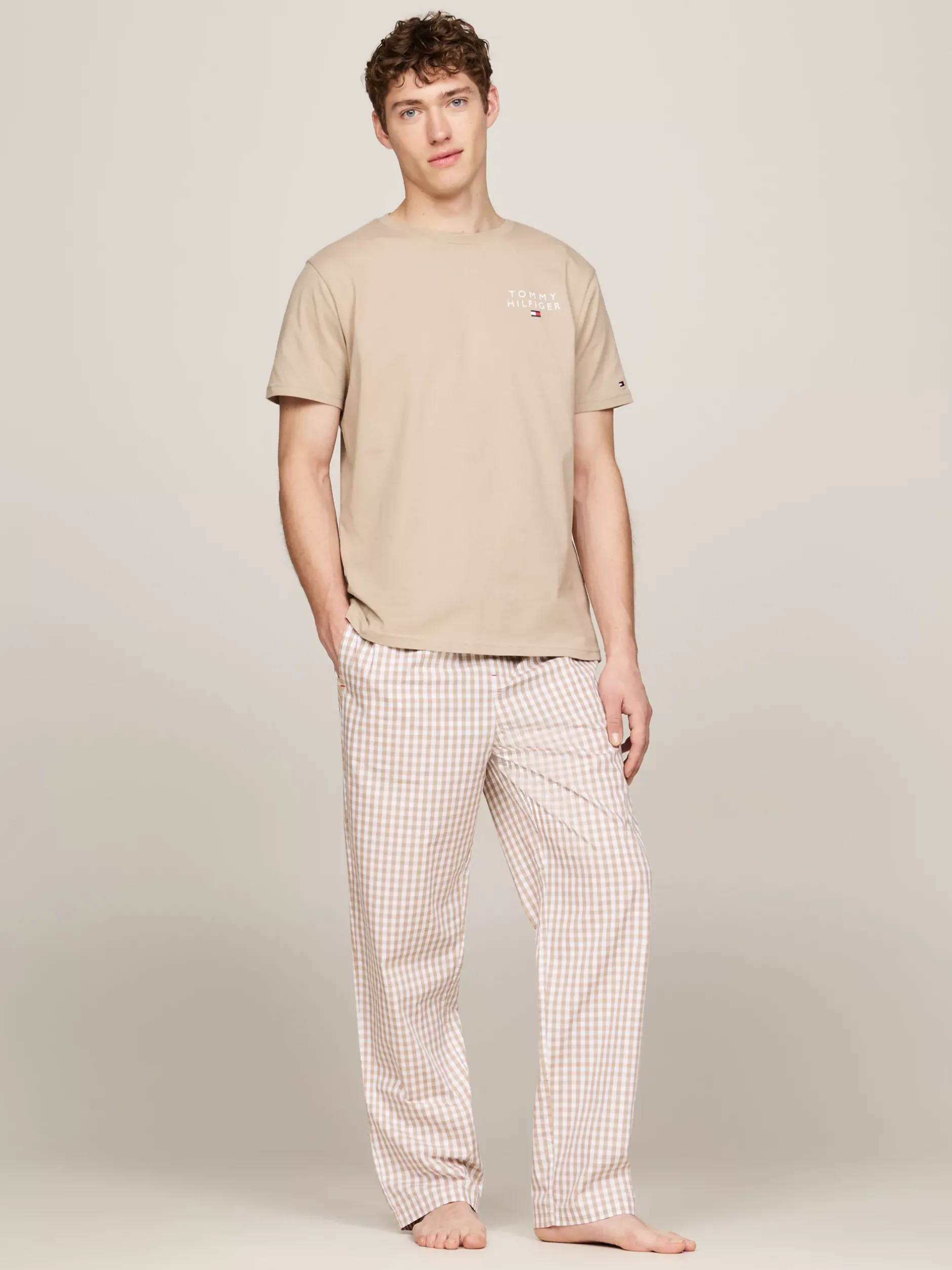 Stroje Domowe*Tommy Hilfiger T-shirt Lounge TH Original BEIGE