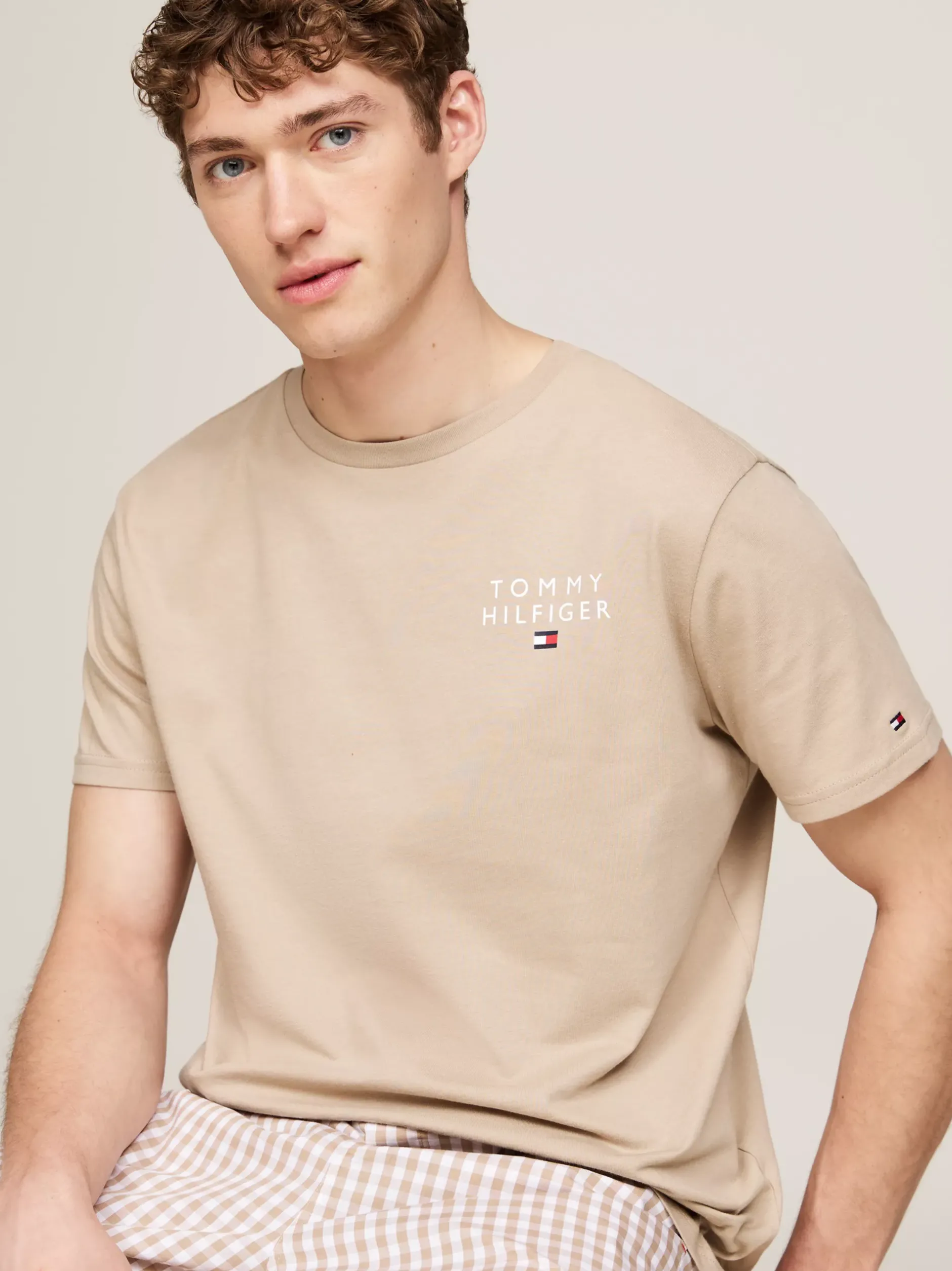 Stroje Domowe*Tommy Hilfiger T-shirt Lounge TH Original BEIGE