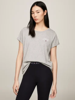 Stroje Domowe*Tommy Hilfiger T-shirt Lounge Z Logo TH Original LIGHT GREY HEATHER