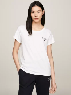 Stroje Domowe*Tommy Hilfiger T-shirt Lounge Z Logo TH Original WHITE