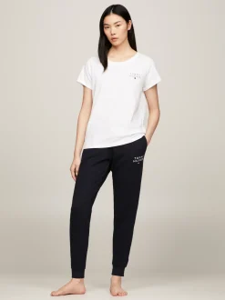 Stroje Domowe*Tommy Hilfiger T-shirt Lounge Z Logo TH Original WHITE