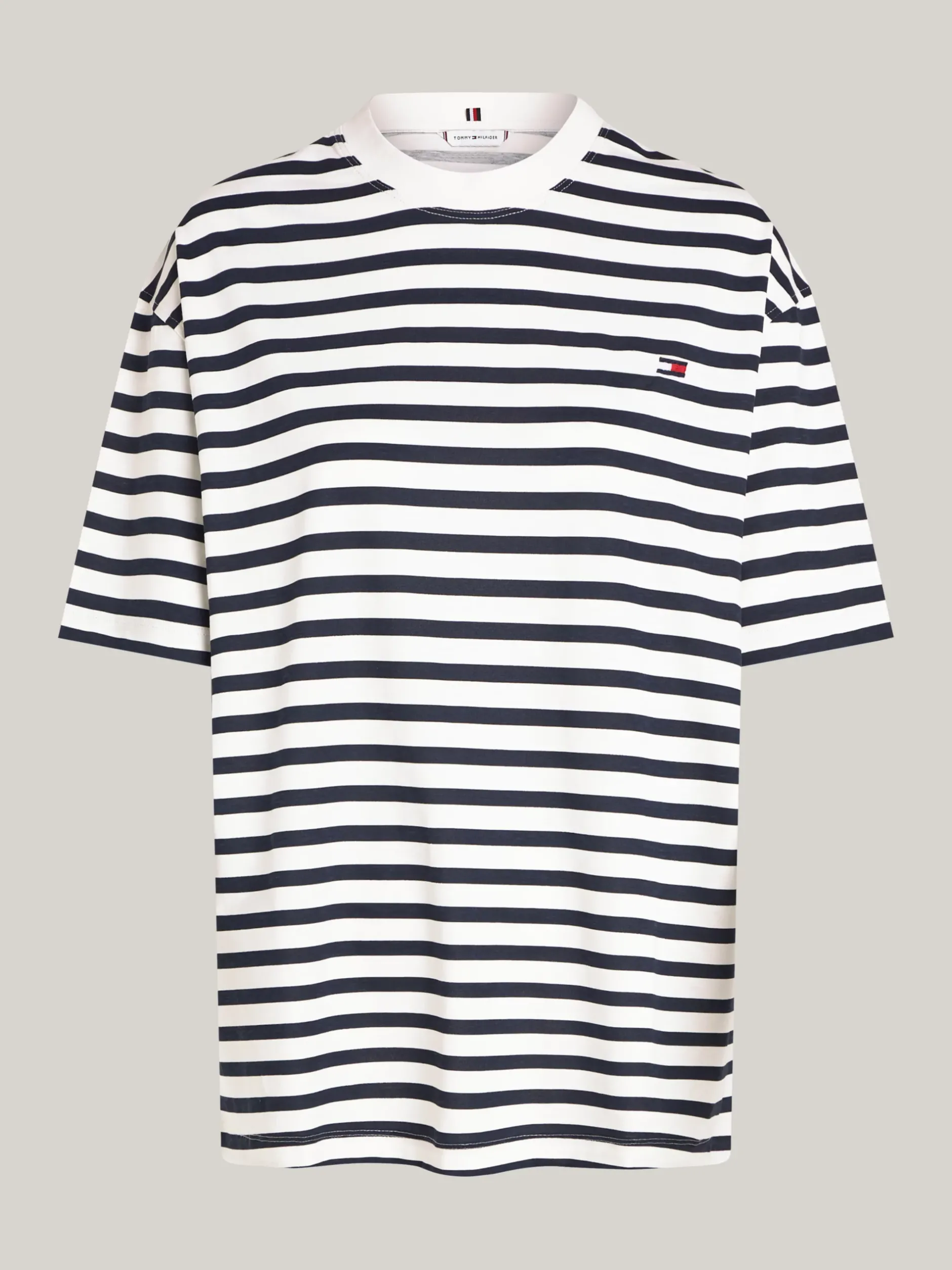 T-Shirty*Tommy Hilfiger T-shirt O Luźnym Kroju W Paski REG STP ANCIENT WHITE/ DESERT SKY