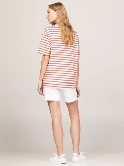 T-Shirty*Tommy Hilfiger T-shirt O Luźnym Kroju W Paski REG STP ANCIENT WHITE/ TERRA RED