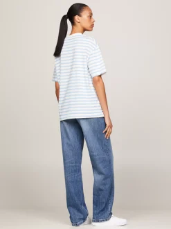 T-Shirty*Tommy Hilfiger T-shirt O Luźnym Kroju W Paski REG STP ANCIENT WHITE/ VESSEL BLUE