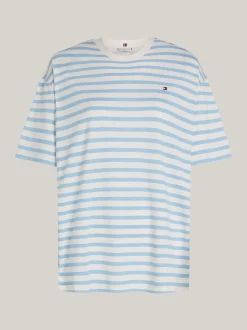T-Shirty*Tommy Hilfiger T-shirt O Luźnym Kroju W Paski REG STP ANCIENT WHITE/ VESSEL BLUE