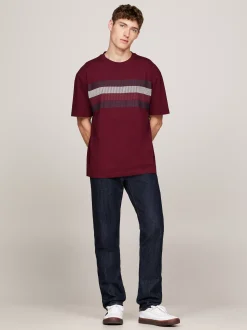 T-Shirty*Tommy Hilfiger T-shirt O Luźnym Kroju Z Cieniowaną Flagą DEEP ROUGE