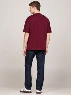 T-Shirty*Tommy Hilfiger T-shirt O Luźnym Kroju Z Cieniowaną Flagą DEEP ROUGE