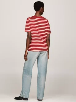 T-Shirty*Tommy Hilfiger T-shirt O Luźnym Kroju Z Dekoltem W łódkę BRETON STP MAGMA/ COUNTRY IVORY