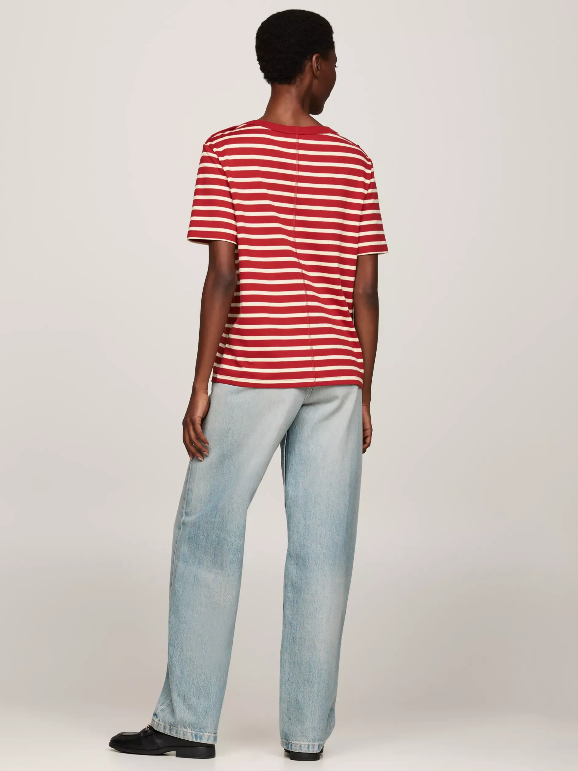 T-Shirty*Tommy Hilfiger T-shirt O Luźnym Kroju Z Dekoltem W łódkę BRETON STP MAGMA/ COUNTRY IVORY