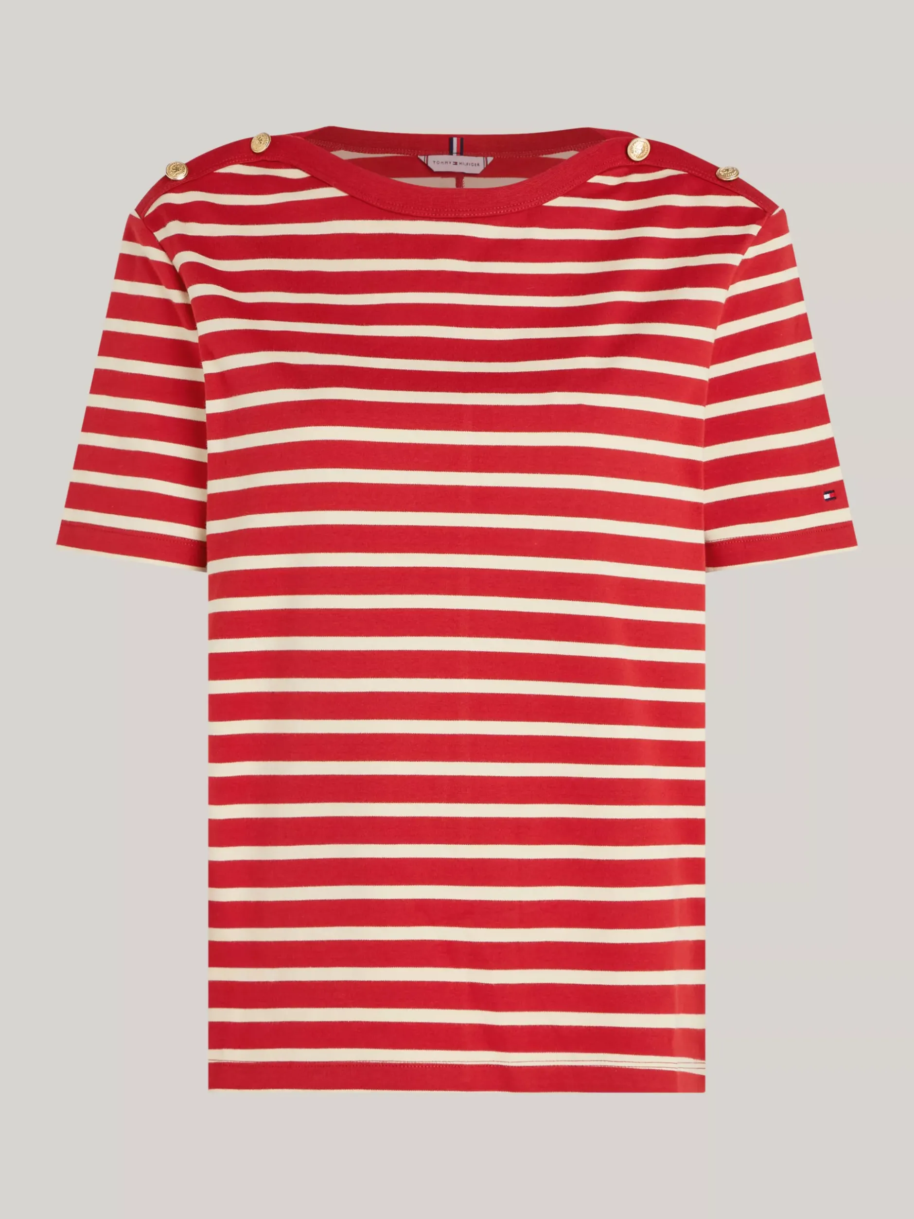 T-Shirty*Tommy Hilfiger T-shirt O Luźnym Kroju Z Dekoltem W łódkę BRETON STP MAGMA/ COUNTRY IVORY