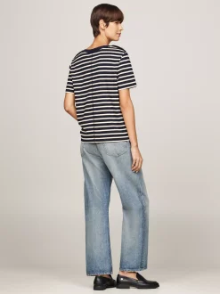 T-Shirty*Tommy Hilfiger T-shirt O Luźnym Kroju Z Dekoltem W łódkę BRETON STP DESERT SKY/COUNTRY IVORY