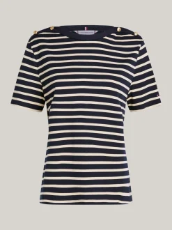 T-Shirty*Tommy Hilfiger T-shirt O Luźnym Kroju Z Dekoltem W łódkę BRETON STP DESERT SKY/COUNTRY IVORY