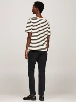 T-Shirty*Tommy Hilfiger T-shirt O Luźnym Kroju Z Dekoltem W łódkę BRETON STP COUNTRY IVORY/DESERT SKY