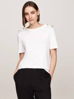 T-Shirty*Tommy Hilfiger T-shirt O Luźnym Kroju Z Dekoltem W łódkę ECRU