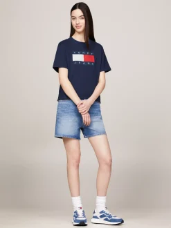 T-Shirty*Tommy Hilfiger T-shirt O Pudełkowym Kroju Z Naszywką Z Flagą DARK NIGHT NAVY