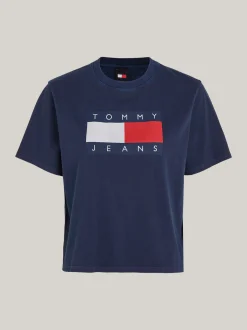 T-Shirty*Tommy Hilfiger T-shirt O Pudełkowym Kroju Z Naszywką Z Flagą DARK NIGHT NAVY