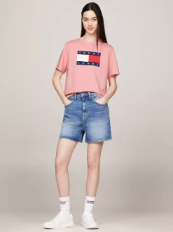 T-Shirty*Tommy Hilfiger T-shirt O Pudełkowym Kroju Z Naszywką Z Flagą BALLET PINK