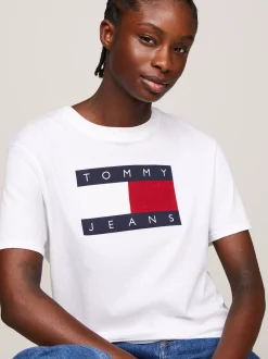 T-Shirty*Tommy Hilfiger T-shirt O Pudełkowym Kroju Z Naszywką Z Flagą ANCIENT WHITE