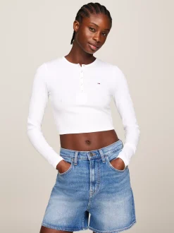 T-Shirty*Tommy Hilfiger T-shirt O Skróconym Kroju Z Długim Rękawem WHITE