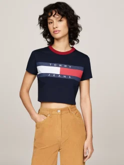 T-Shirty*Tommy Hilfiger T-shirt O Skróconym Wąskim Kroju DARK NIGHT NAVY