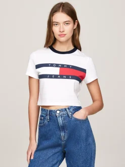 T-Shirty*Tommy Hilfiger T-shirt O Skróconym Wąskim Kroju WHITE