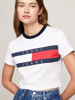 T-Shirty*Tommy Hilfiger T-shirt O Skróconym Wąskim Kroju WHITE