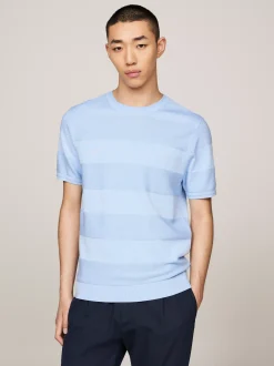 Swetry Z Okrągłym Dekoltem|Swetry*Tommy Hilfiger T-shirt O Swetrowym Splocie W Paski VESSEL BLUE