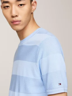 Swetry Z Okrągłym Dekoltem|Swetry*Tommy Hilfiger T-shirt O Swetrowym Splocie W Paski VESSEL BLUE