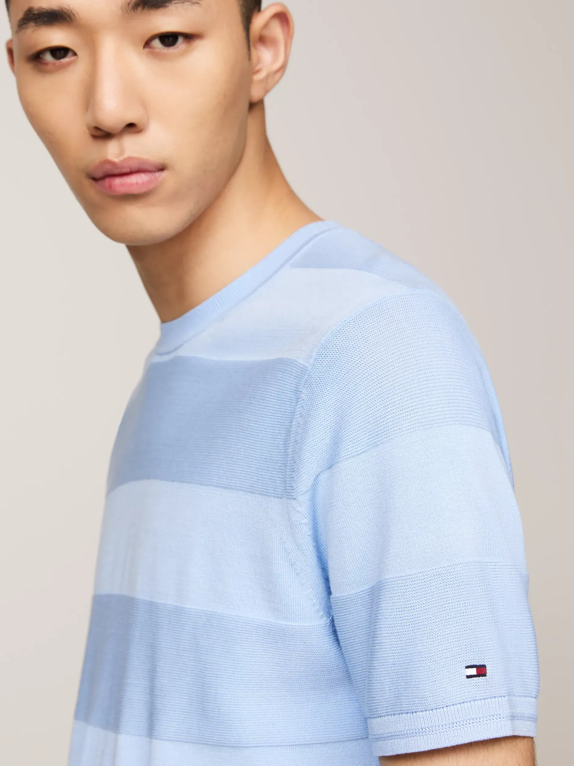 Swetry Z Okrągłym Dekoltem|Swetry*Tommy Hilfiger T-shirt O Swetrowym Splocie W Paski VESSEL BLUE