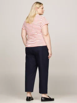 T-Shirty*Tommy Hilfiger T-shirt O Wąskim Kroju Curve 1985 Collection BRETON STP/ ECRU/ TERRA RED