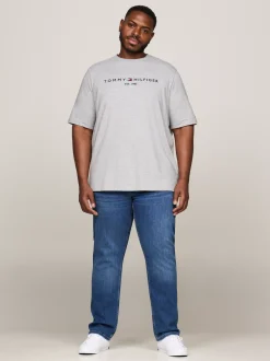 T-Shirty*Tommy Hilfiger T-shirt O Wąskim Kroju Plus Z Wyhaftowanym Logo LIGHT GREY HEATHER