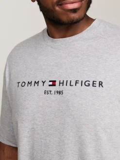 T-Shirty*Tommy Hilfiger T-shirt O Wąskim Kroju Plus Z Wyhaftowanym Logo LIGHT GREY HEATHER