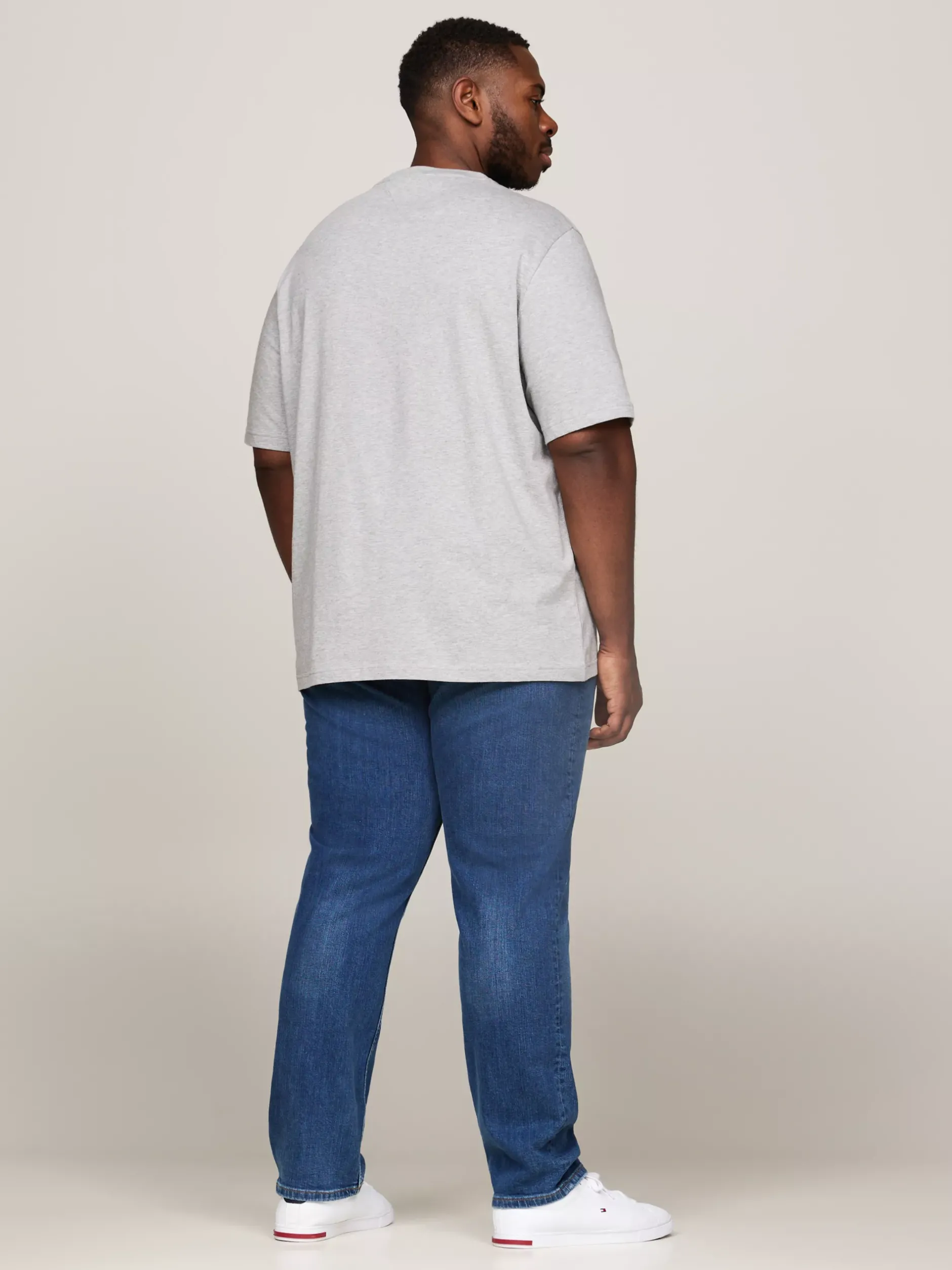 T-Shirty*Tommy Hilfiger T-shirt O Wąskim Kroju Plus Z Wyhaftowanym Logo LIGHT GREY HEATHER