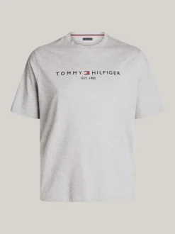 T-Shirty*Tommy Hilfiger T-shirt O Wąskim Kroju Plus Z Wyhaftowanym Logo LIGHT GREY HEATHER