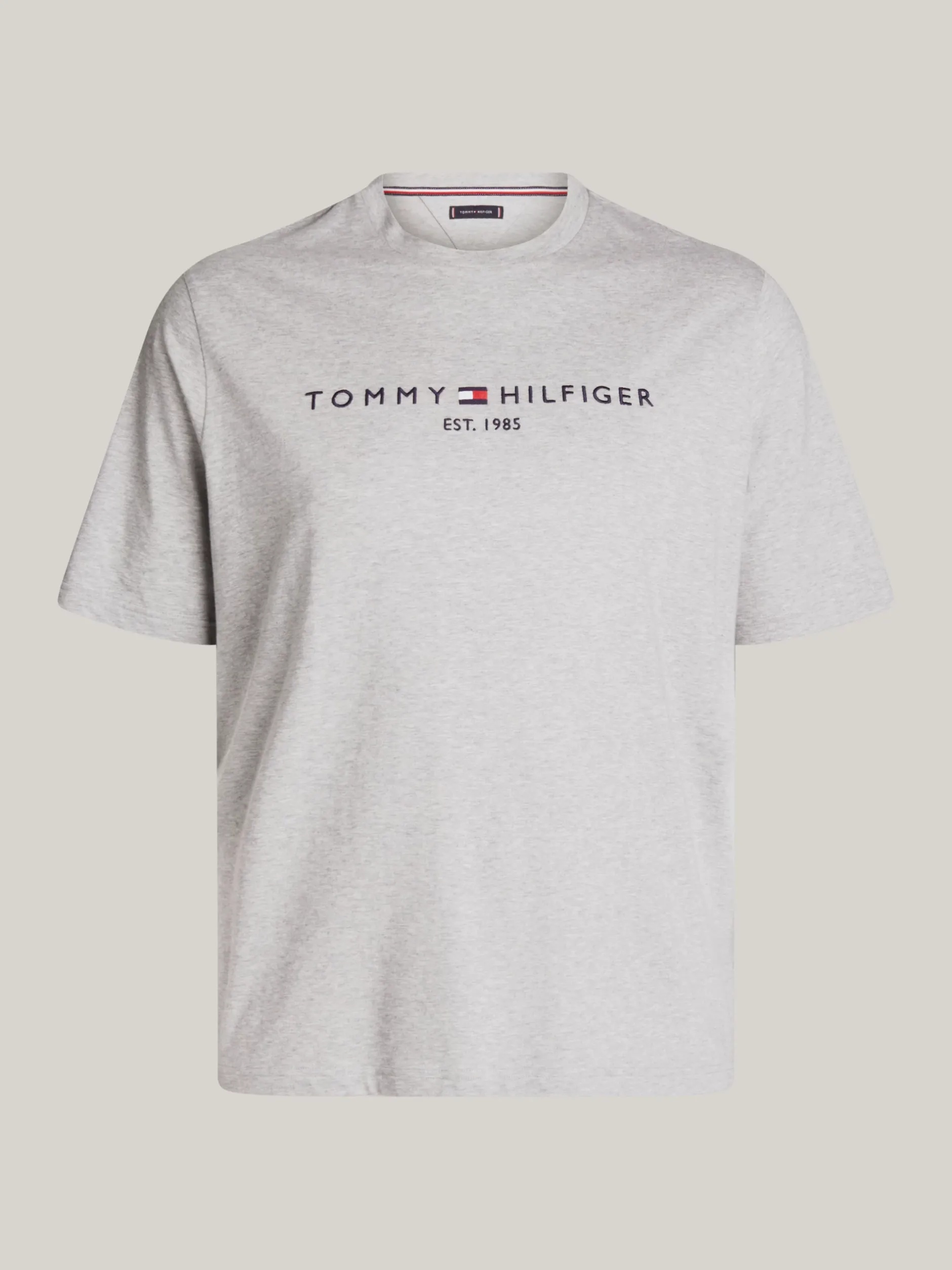 T-Shirty*Tommy Hilfiger T-shirt O Wąskim Kroju Plus Z Wyhaftowanym Logo LIGHT GREY HEATHER