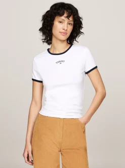 T-Shirty*Tommy Hilfiger T-shirt O Wąskim Kroju W Stylu Varsity WHITE