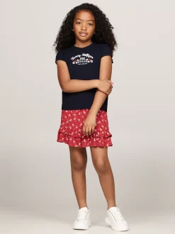 Topy I T-Shirty*Tommy Hilfiger T-shirt O Wąskim Kroju Z Kwiatowym Logo DESERT SKY