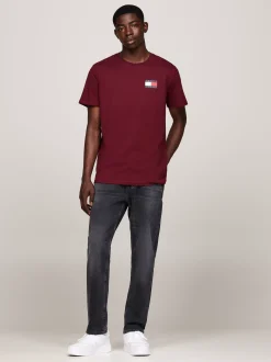 T-Shirty*Tommy Hilfiger T-shirt O Wąskim Kroju Z Logo DEEP ROUGE