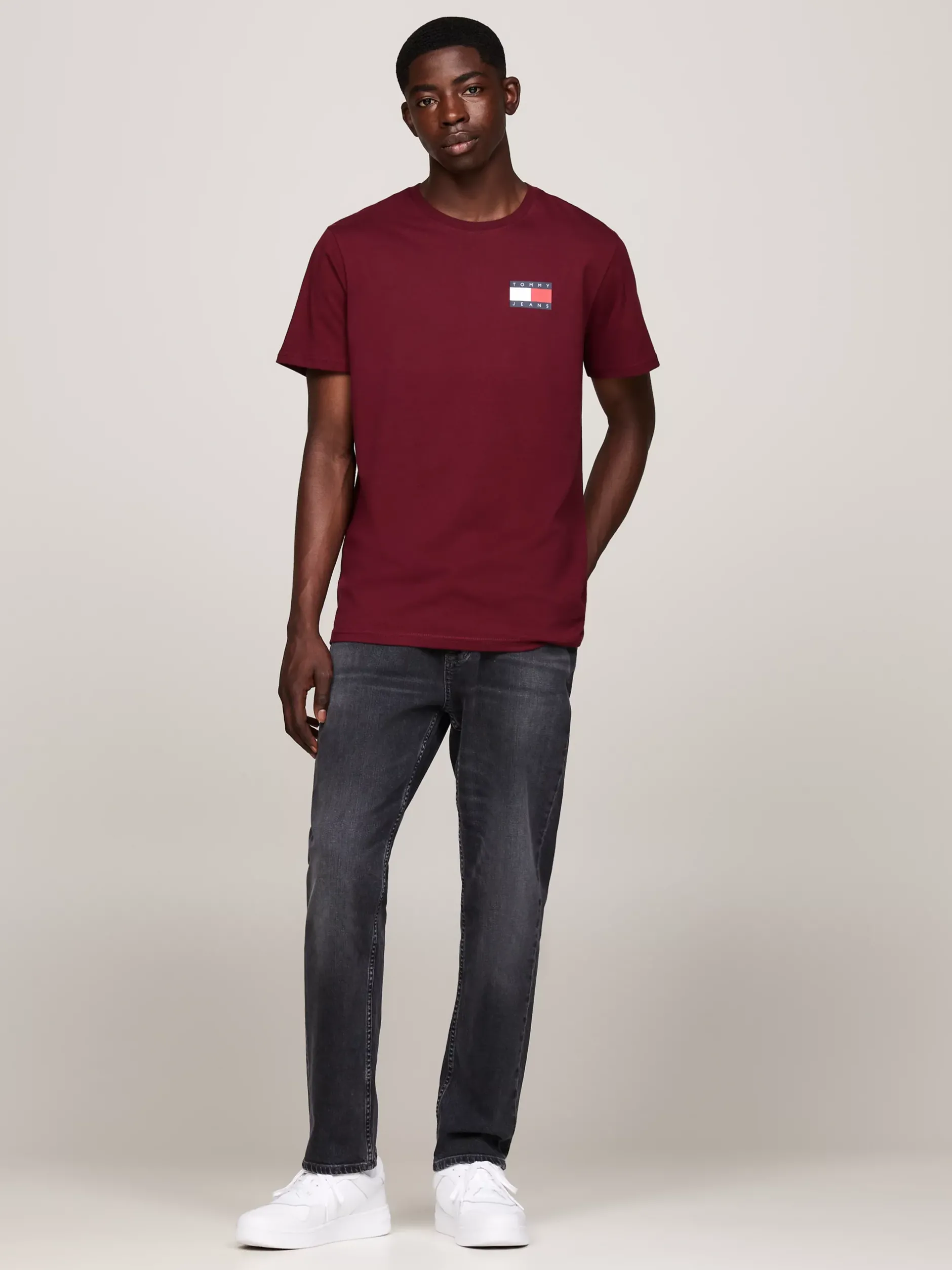 T-Shirty*Tommy Hilfiger T-shirt O Wąskim Kroju Z Logo DEEP ROUGE