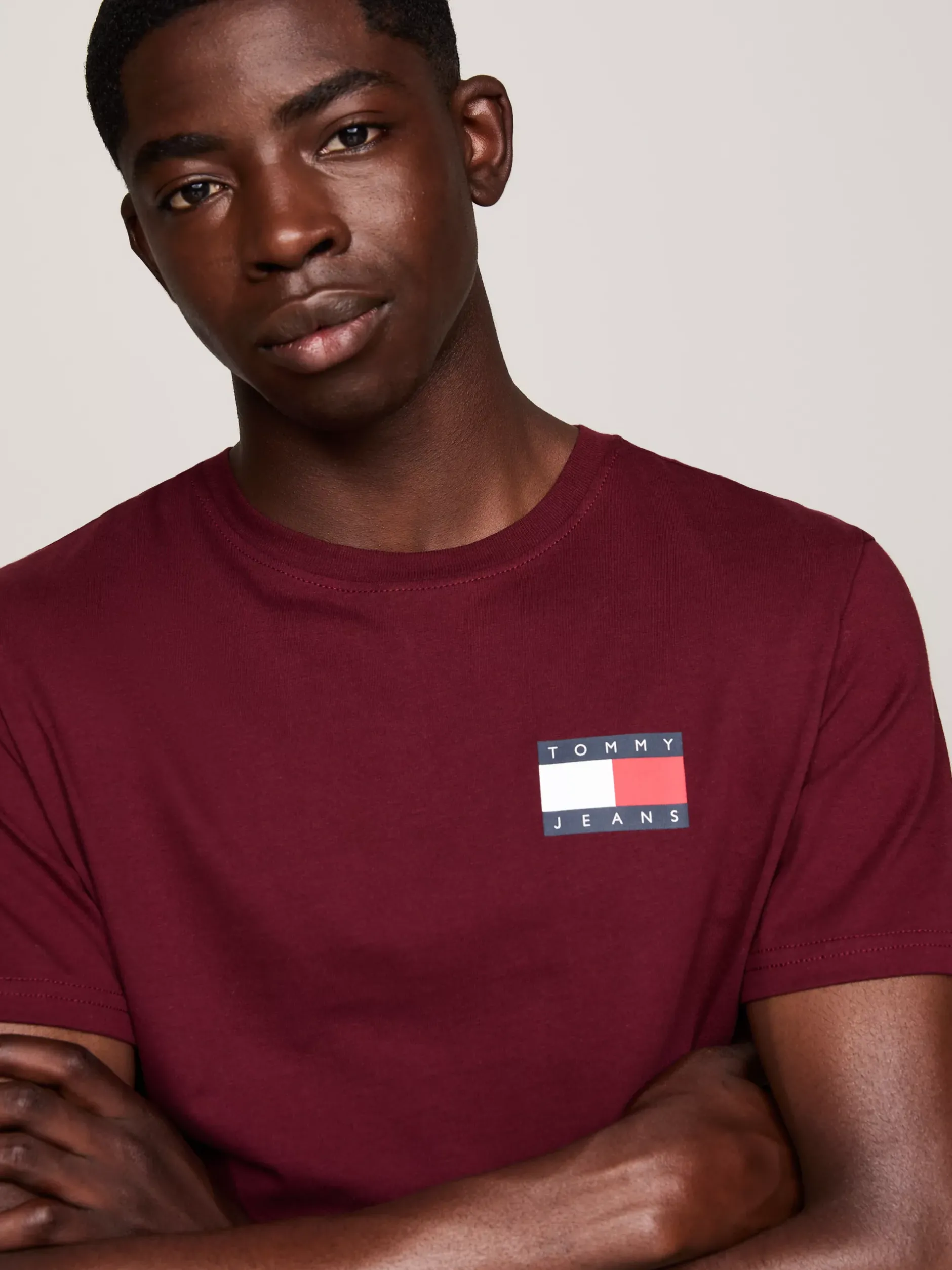 T-Shirty*Tommy Hilfiger T-shirt O Wąskim Kroju Z Logo DEEP ROUGE