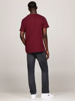 T-Shirty*Tommy Hilfiger T-shirt O Wąskim Kroju Z Logo DEEP ROUGE