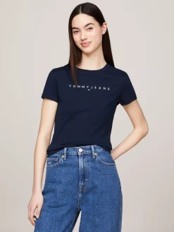 T-Shirty*Tommy Hilfiger T-shirt O Wąskim Kroju Z Logo DARK NIGHT NAVY