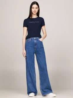 T-Shirty*Tommy Hilfiger T-shirt O Wąskim Kroju Z Logo DARK NIGHT NAVY