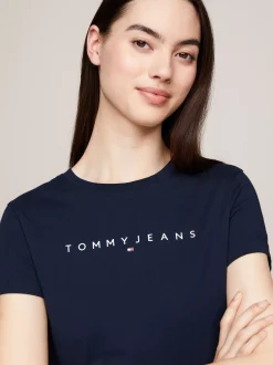T-Shirty*Tommy Hilfiger T-shirt O Wąskim Kroju Z Logo DARK NIGHT NAVY