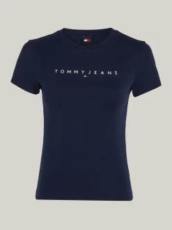 T-Shirty*Tommy Hilfiger T-shirt O Wąskim Kroju Z Logo DARK NIGHT NAVY